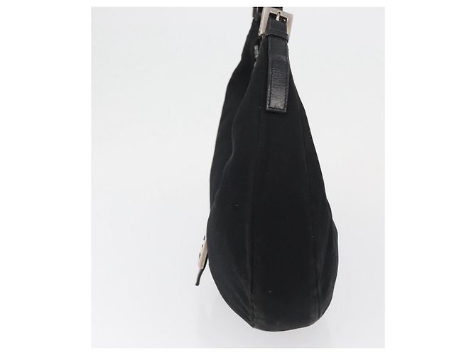 Borsa a spalla FENDI Mamma Baguette in nylon nero e argento autentica YKZ797 - vista 3
