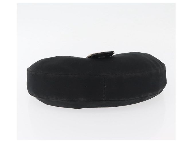 Borsa a spalla FENDI Mamma Baguette in nylon nero e argento autentica YKZ797 - vista 5