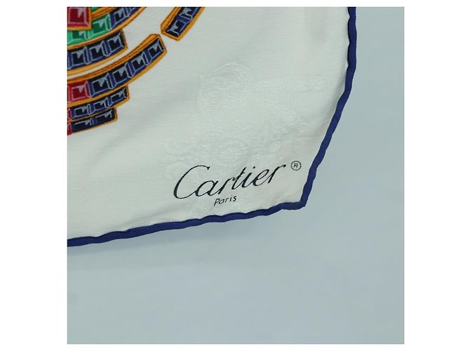 Sciarpa in seta bianca Auth BA11830A di CARTIER Bianco - vista 13