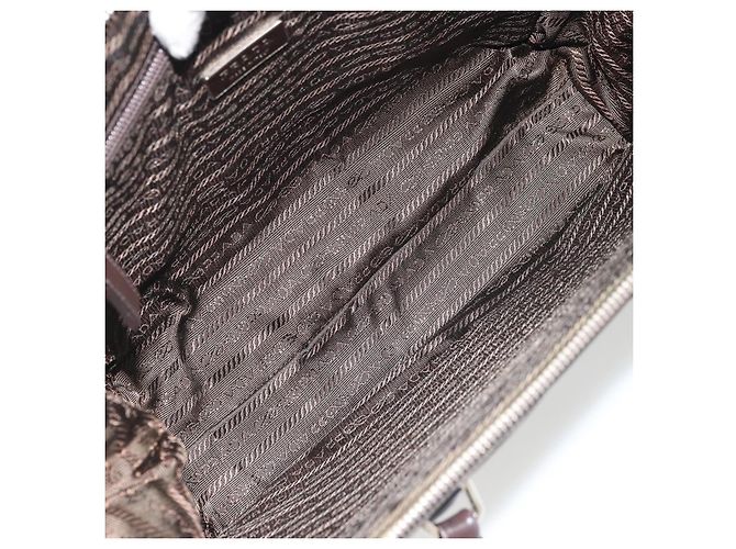 PRADA Borsa a mano in nylon marrone argento Auth ARZ881 - vista 11