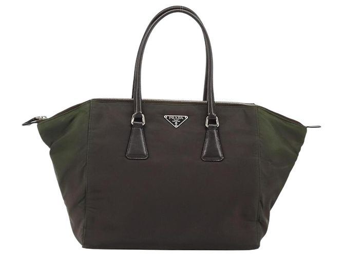 PRADA Borsa a mano in nylon marrone argento Auth ARZ881 - vista 13