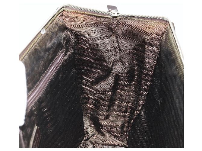 PRADA Borsa a mano in nylon marrone argento Auth ARZ881 - vista 19