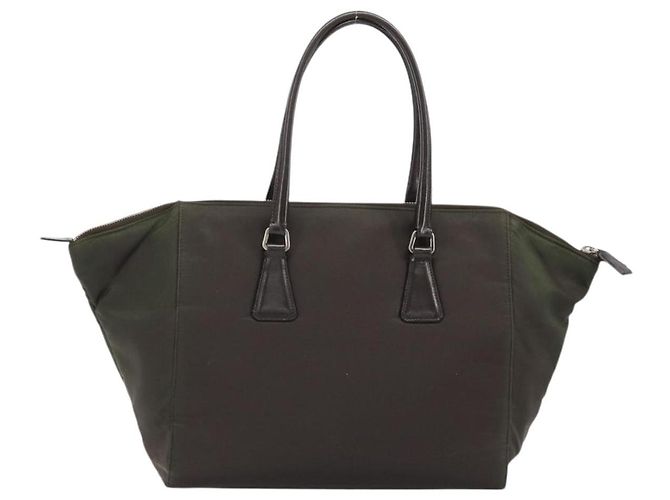 PRADA Borsa a mano in nylon marrone argento Auth ARZ881 - vista 2