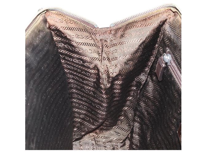 PRADA Borsa a mano in nylon marrone argento Auth ARZ881 - vista 20