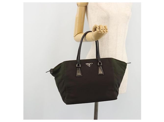 PRADA Borsa a mano in nylon marrone argento Auth ARZ881 - vista 23