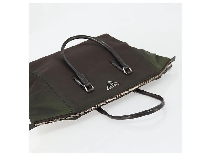 PRADA Borsa a mano in nylon marrone argento Auth ARZ881 - vista 6