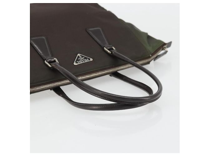 PRADA Borsa a mano in nylon marrone argento Auth ARZ881 - vista 7
