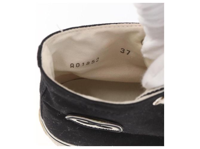 Sneakers Alte CHANEL Tela Nera Bianca A01852 CC Auth SW2298A Nero Bianco - vista 17