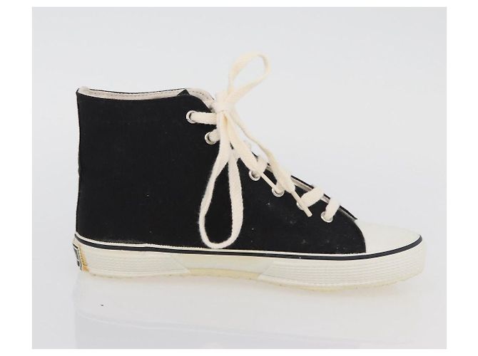 Sneakers Alte CHANEL Tela Nera Bianca A01852 CC Auth SW2298A Nero Bianco - vista 21