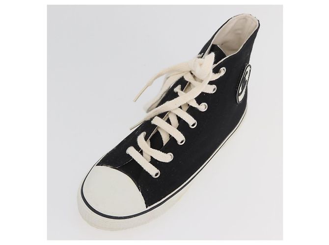 Sneakers Alte CHANEL Tela Nera Bianca A01852 CC Auth SW2298A Nero Bianco - vista 23