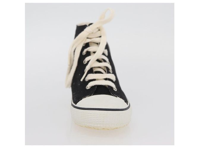 Sneakers Alte CHANEL Tela Nera Bianca A01852 CC Auth SW2298A Nero Bianco - vista 28