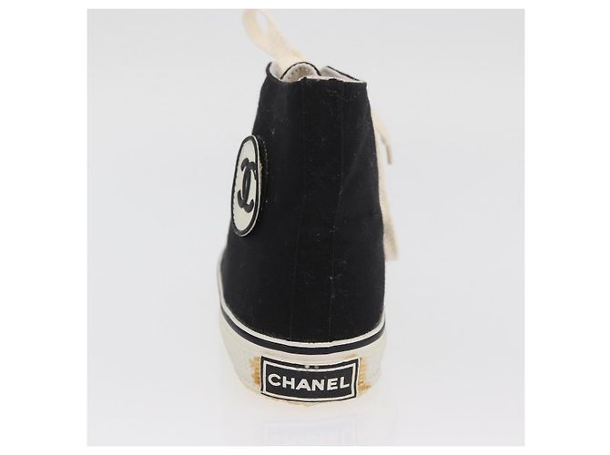 Sneakers Alte CHANEL Tela Nera Bianca A01852 CC Auth SW2298A Nero Bianco - vista 29