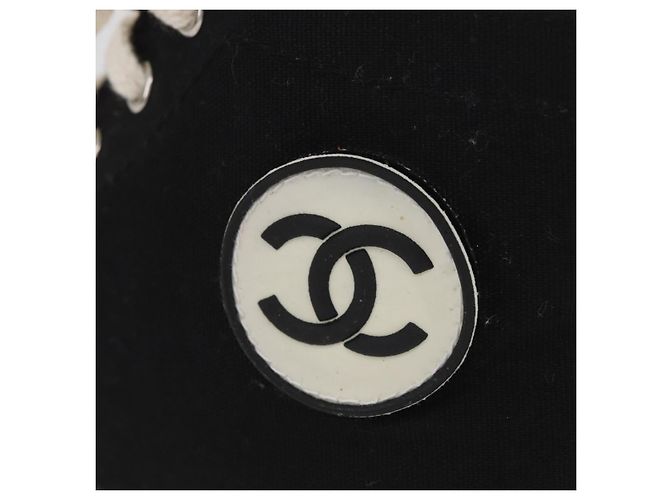 Sneakers Alte CHANEL Tela Nera Bianca A01852 CC Auth SW2298A Nero Bianco - vista 30