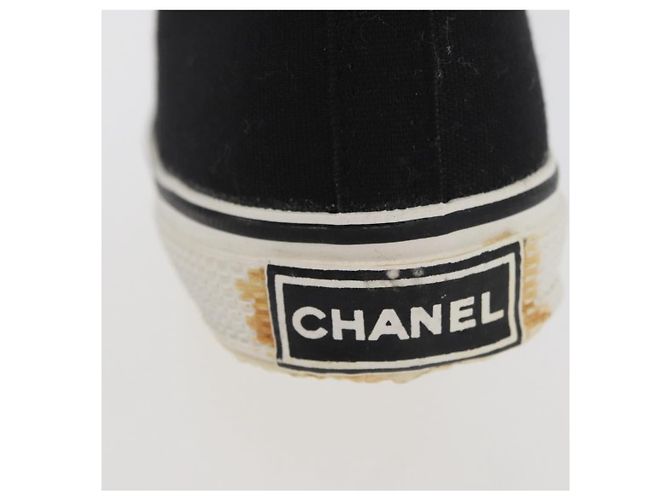 Sneakers Alte CHANEL Tela Nera Bianca A01852 CC Auth SW2298A Nero Bianco - vista 31