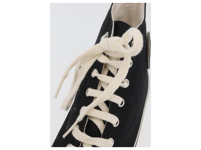 Sneakers Alte CHANEL Tela Nera Bianca A01852 CC Auth SW2298A Nero Bianco - vista 32