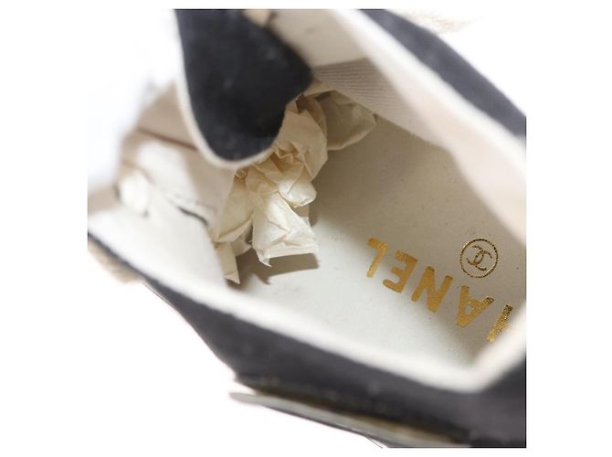Sneakers Alte CHANEL Tela Nera Bianca A01852 CC Auth SW2298A Nero Bianco - vista 36