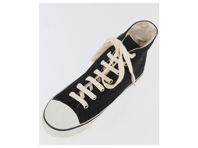 Sneakers Alte CHANEL Tela Nera Bianca A01852 CC Auth SW2298A Nero Bianco - vista 6