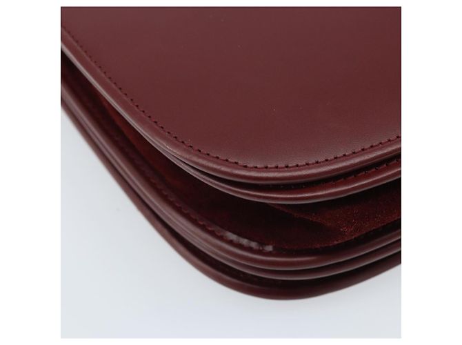 Borsa a Spalla Cartier in Pelle Bordeaux Oro Auth ki6589 D'oro Bordò - vista 11