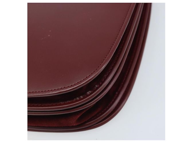 Borsa a Spalla Cartier in Pelle Bordeaux Oro Auth ki6589 D'oro Bordò - vista 12