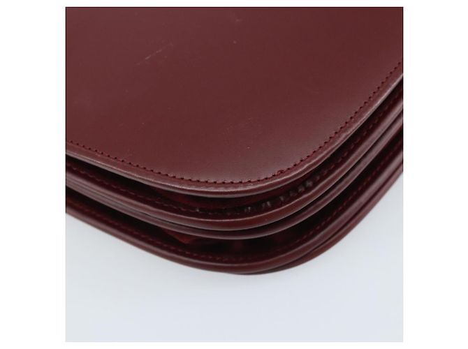 Borsa a Spalla Cartier in Pelle Bordeaux Oro Auth ki6589 D'oro Bordò - vista 13