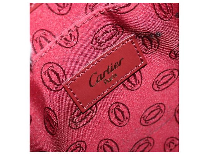 Borsa a Spalla Cartier in Pelle Bordeaux Oro Auth ki6589 D'oro Bordò - vista 15