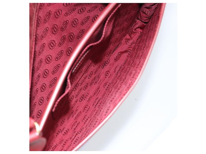 Borsa a Spalla Cartier in Pelle Bordeaux Oro Auth ki6589 D'oro Bordò - vista 16