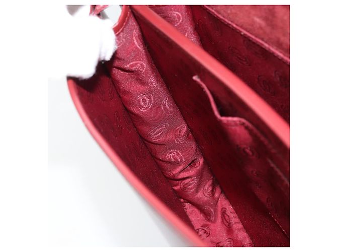 Borsa a Spalla Cartier in Pelle Bordeaux Oro Auth ki6589 D'oro Bordò - vista 18