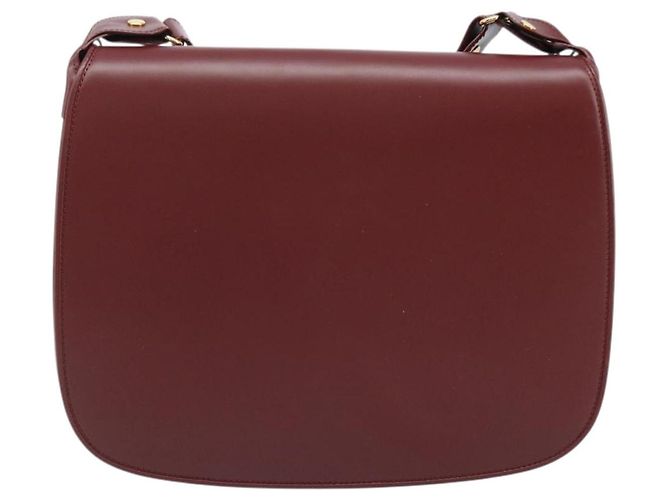Borsa a Spalla Cartier in Pelle Bordeaux Oro Auth ki6589 D'oro Bordò - vista 2
