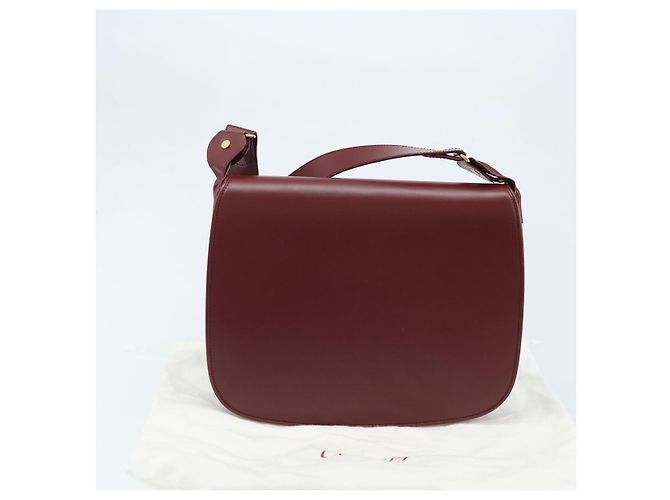 Borsa a Spalla Cartier in Pelle Bordeaux Oro Auth ki6589 D'oro Bordò - vista 21