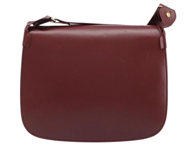 Borsa a Spalla Cartier in Pelle Bordeaux Oro Auth ki6589 D'oro Bordò - vista 3