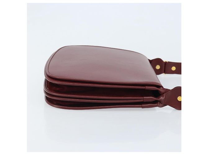 Borsa a Spalla Cartier in Pelle Bordeaux Oro Auth ki6589 D'oro Bordò - vista 4