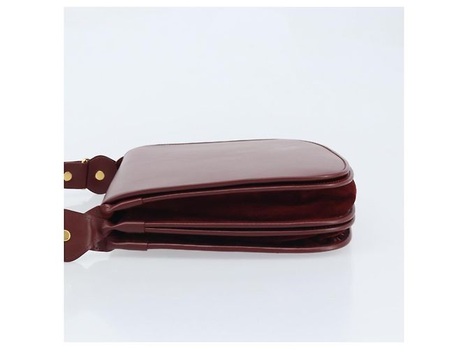 Borsa a Spalla Cartier in Pelle Bordeaux Oro Auth ki6589 D'oro Bordò - vista 5
