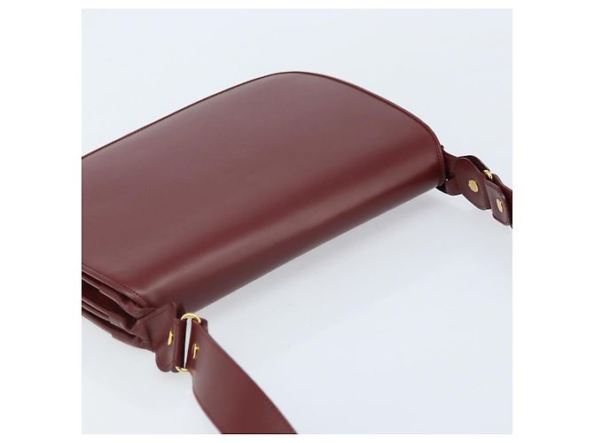 Borsa a Spalla Cartier in Pelle Bordeaux Oro Auth ki6589 D'oro Bordò - vista 6