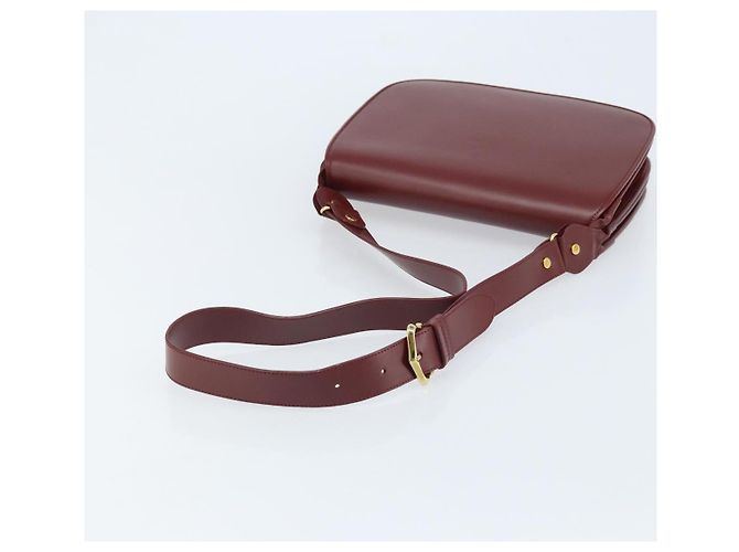 Borsa a Spalla Cartier in Pelle Bordeaux Oro Auth ki6589 D'oro Bordò - vista 7