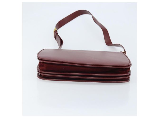 Borsa a Spalla Cartier in Pelle Bordeaux Oro Auth ki6589 D'oro Bordò - vista 9