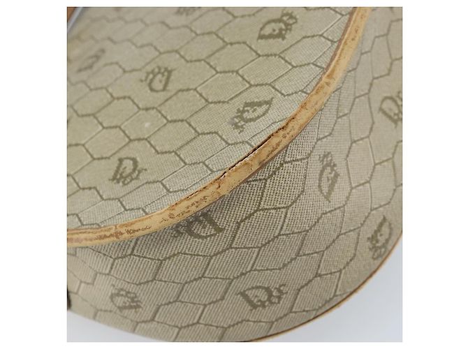 Borsa a spalla in tela a nido d'ape PVC beige oro Auth BAZ416 Christian Dior - vista 13