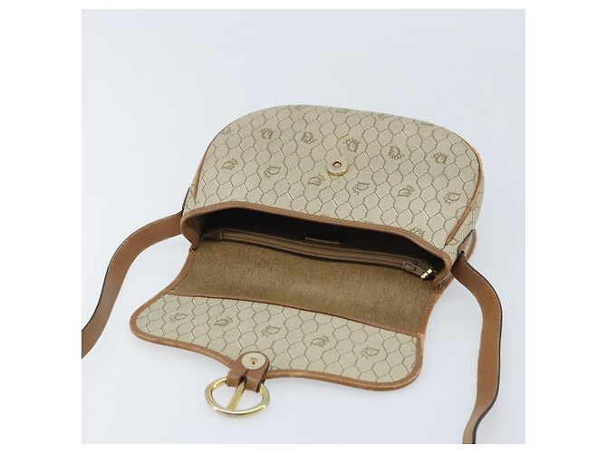 Borsa a spalla in tela a nido d'ape PVC beige oro Auth BAZ416 Christian Dior - vista 15