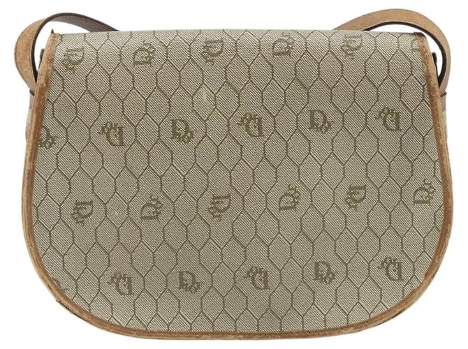 Borsa a spalla in tela a nido d'ape PVC beige oro Auth BAZ416 Christian Dior - vista 3