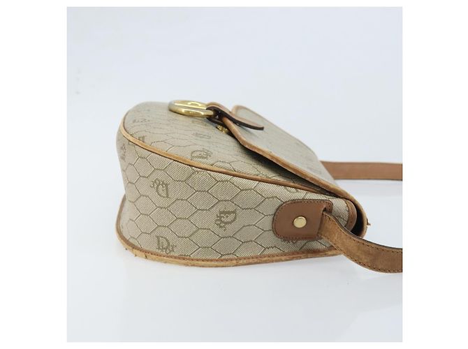 Borsa a spalla in tela a nido d'ape PVC beige oro Auth BAZ416 Christian Dior - vista 4