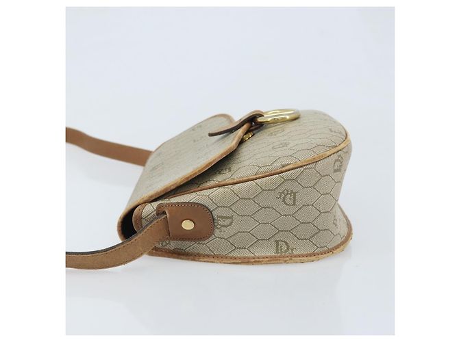 Borsa a spalla in tela a nido d'ape PVC beige oro Auth BAZ416 Christian Dior - vista 5