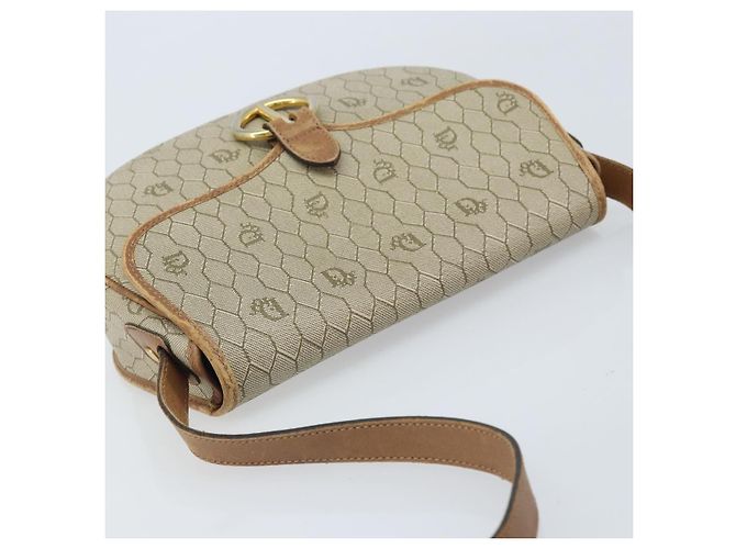 Borsa a spalla in tela a nido d'ape PVC beige oro Auth BAZ416 Christian Dior - vista 6