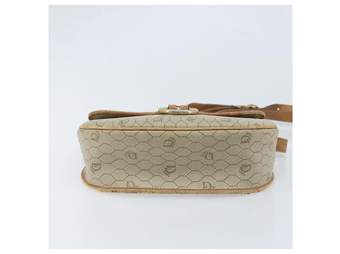 Borsa a spalla in tela a nido d'ape PVC beige oro Auth BAZ416 Christian Dior - vista 9
