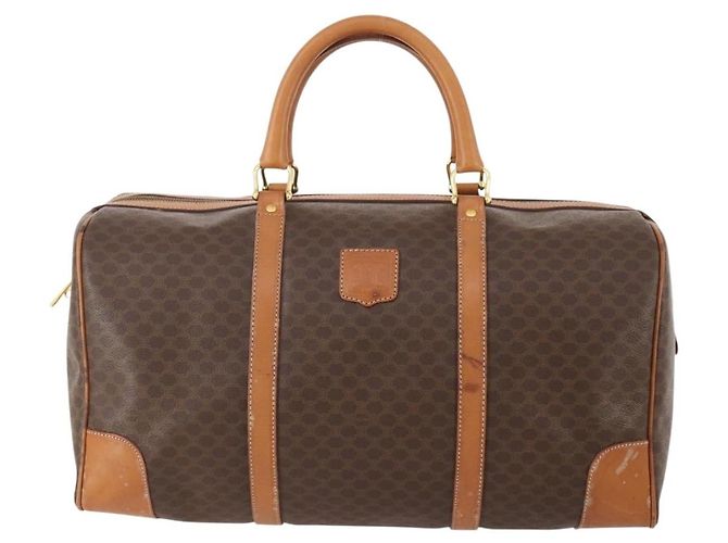 Céline Borsa Boston in tela Macadam CELINE in pelle PVC marrone oro Auth YKZ788 D'oro - vista 13