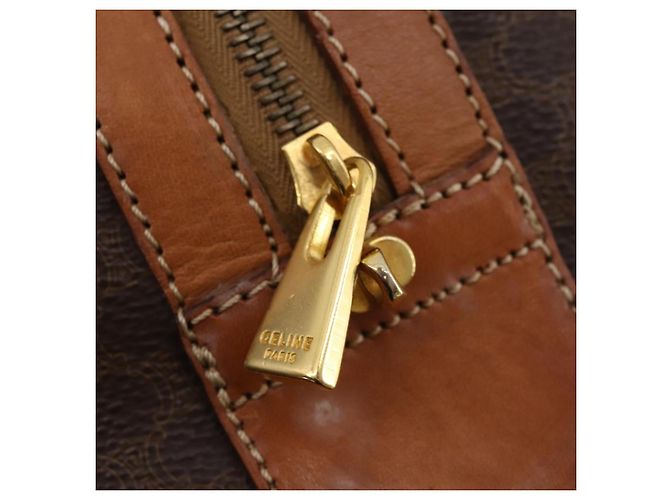 Céline Borsa Boston in tela Macadam CELINE in pelle PVC marrone oro Auth YKZ788 D'oro - vista 18