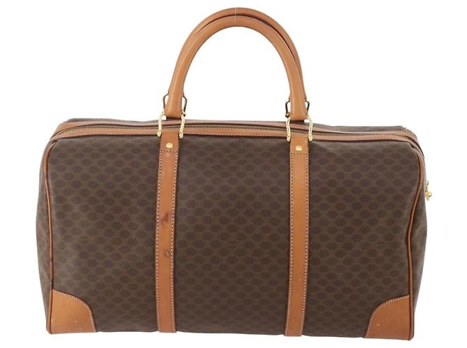 Céline Borsa Boston in tela Macadam CELINE in pelle PVC marrone oro Auth YKZ788 D'oro - vista 2