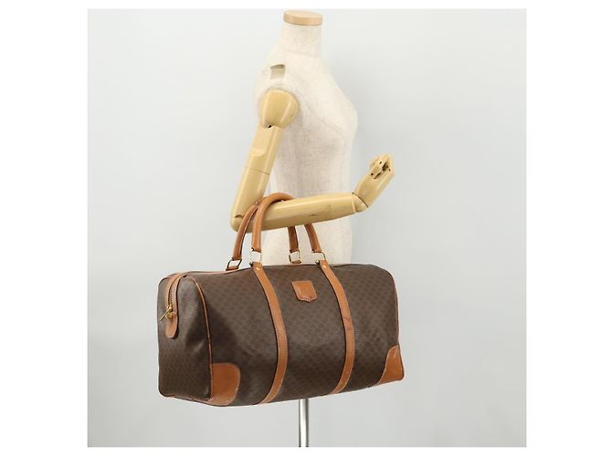 Céline Borsa Boston in tela Macadam CELINE in pelle PVC marrone oro Auth YKZ788 D'oro - vista 22
