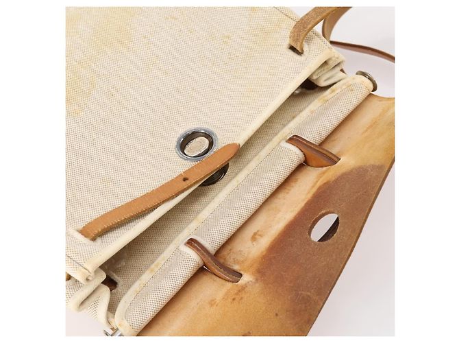Hermès HERMES Herbag Ad PM Rucksack Canvas Leder 2in1 Beige Silber Auth 172481 - Ansicht 18