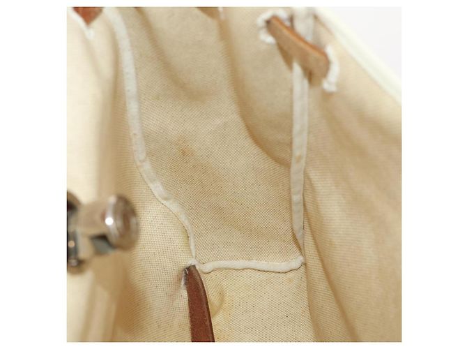 Hermès HERMES Herbag Ad PM Rucksack Canvas Leder 2in1 Beige Silber Auth 172481 - Ansicht 20