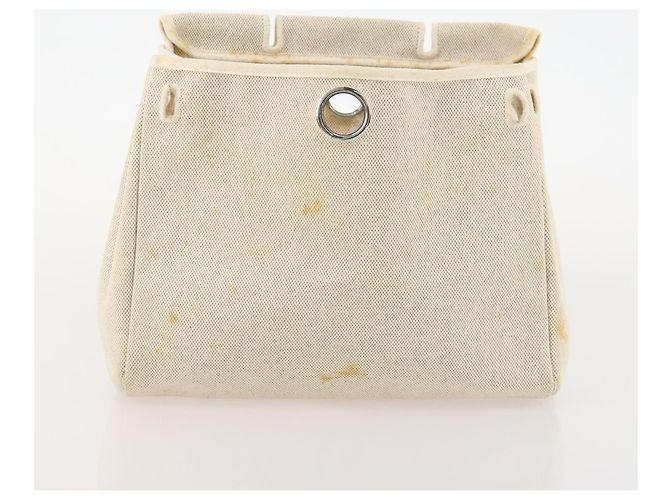 Hermès HERMES Herbag Ad PM Rucksack Canvas Leder 2in1 Beige Silber Auth 172481 - Ansicht 23