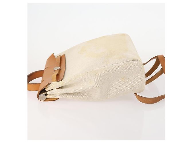 Hermès HERMES Herbag Ad PM Rucksack Canvas Leder 2in1 Beige Silber Auth 172481 - Ansicht 5